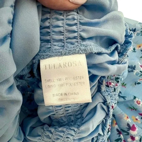Tularosa Rosie Top Cropped Blouse Carolina Blue Floral Coastal Tropical size L - Picture 10 of 11